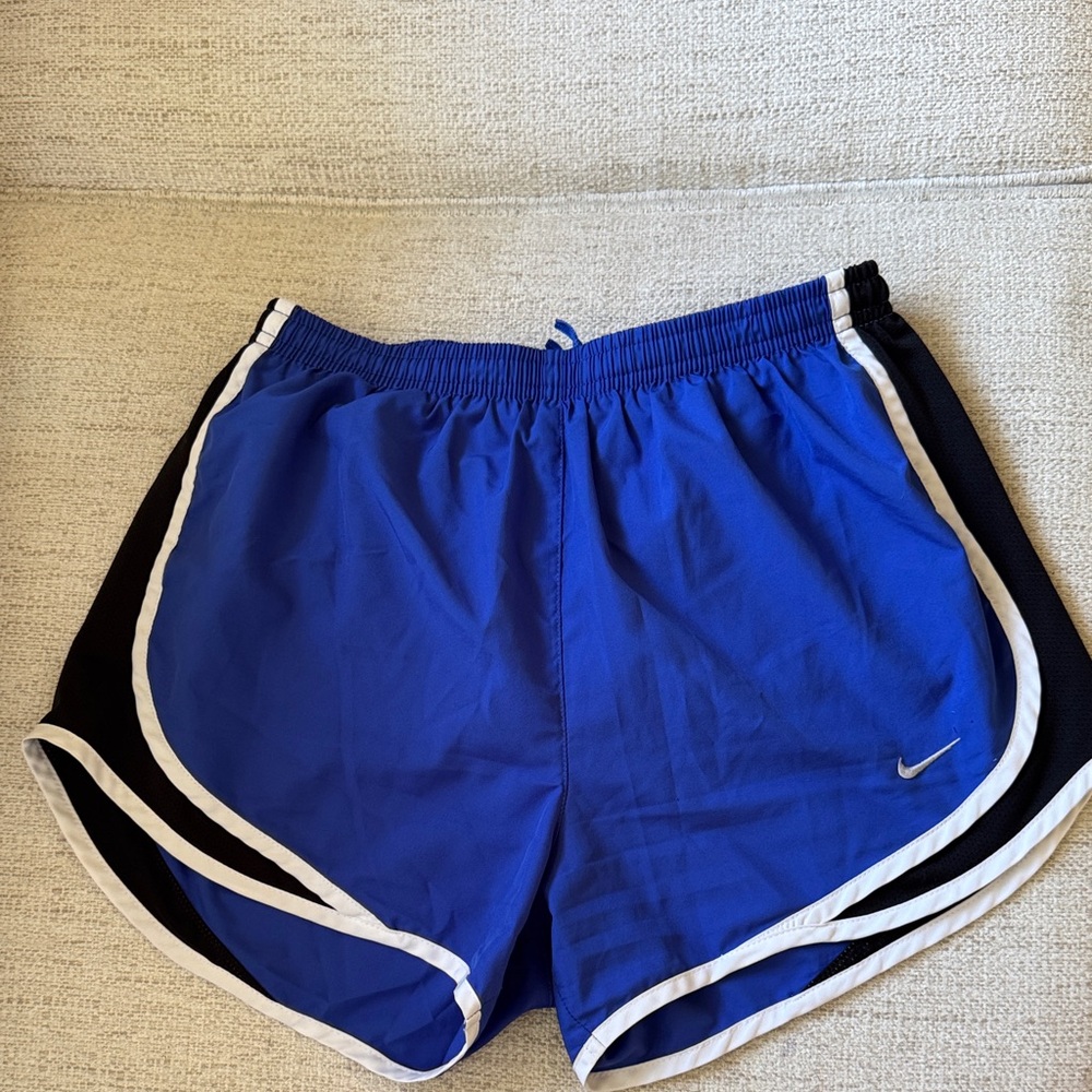 Nike Women's Royal Blue and Black Athletic Shorts